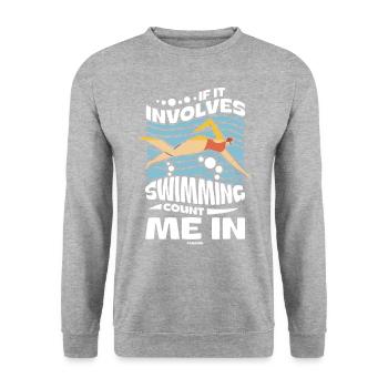 Swimming Lifeguard Swimming Course Outdoor Pool Gift - Unisex Sweatshirt - salt & pepper - Front - Alina (178cm) & Michal (187cm)