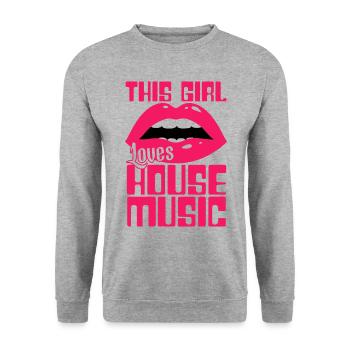 House Musik Girl - Unisex Pullover - Weißgrau meliert - Vorne - Alina (178cm) & Michal (187cm)