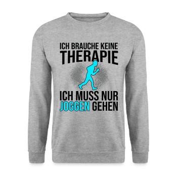Joggen Therapie Spruch - Unisex Pullover - Weißgrau meliert - Vorne - Alina (178cm) & Michal (187cm)