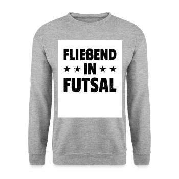 Fließend In Futsal Indoor Soccer Player Sport Foot - Unisex Pullover - Weißgrau meliert - Vorne - Alina (178cm) & Michal (187cm)