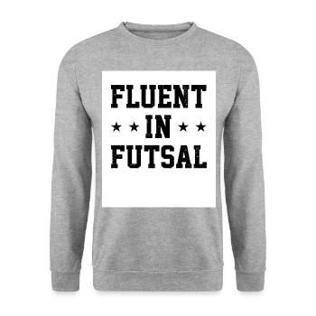 Fluent In Futsal Indoor Soccer Player Sport Footba - Unisex Pullover - Weißgrau meliert - Vorne - Alina (178cm) & Michal (187cm)