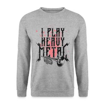 Trumpet Player Vintage I Play - Unisex Pullover - Weißgrau meliert - Vorne - Alina (178cm) & Michal (187cm)