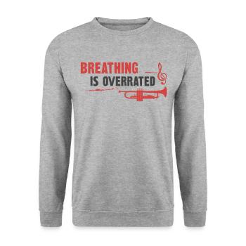 Trumpet Player Breathing Is So - Unisex Pullover - Weißgrau meliert - Vorne - Alina (178cm) & Michal (187cm)