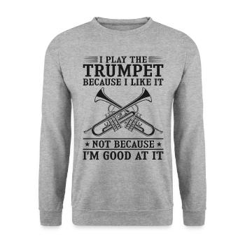 Trumpet Player Vintage I Play The - Unisex Pullover - Weißgrau meliert - Vorne - Alina (178cm) & Michal (187cm)