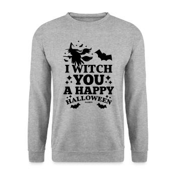 Sorcière Joyeux sort d’Halloween - Sweat-shirt Unisexe - gris chiné - Devant - Alina (178cm) & Michal (187cm)