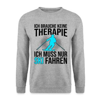 Ski Therapie Spruch - Unisex Pullover - Weißgrau meliert - Vorne - Alina (178cm) & Michal (187cm)