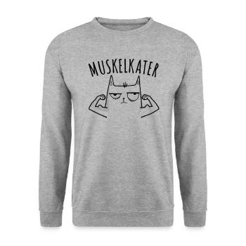 Fitness Fitnesstrainer Bodybuilder Muskelkater Gym - Unisex Pullover - Weißgrau meliert - Vorne - Alina (178cm) & Michal (187cm)