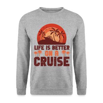 Croisière Vacances Rétro Life Est - Sweat-shirt Unisexe - gris chiné - Devant - Alina (178cm) & Michal (187cm)