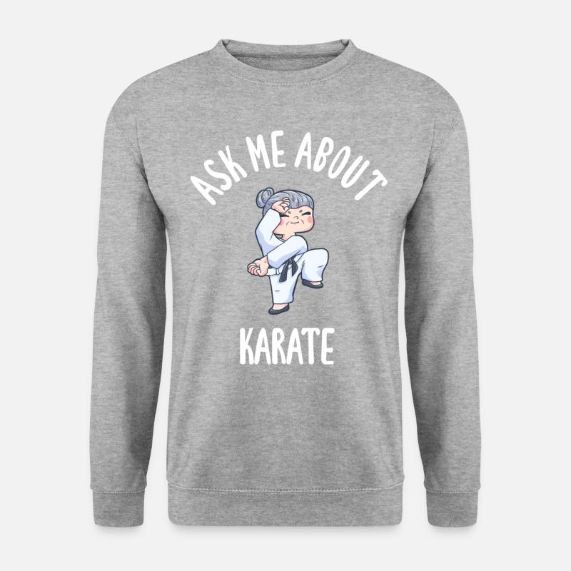 Ask Me About Karate - Unisex Pullover - Weißgrau meliert