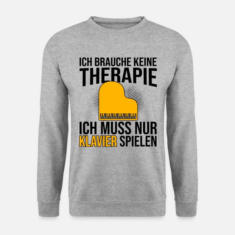 Klavier Therapie Spruch - Unisex Pullover - Weißgrau meliert