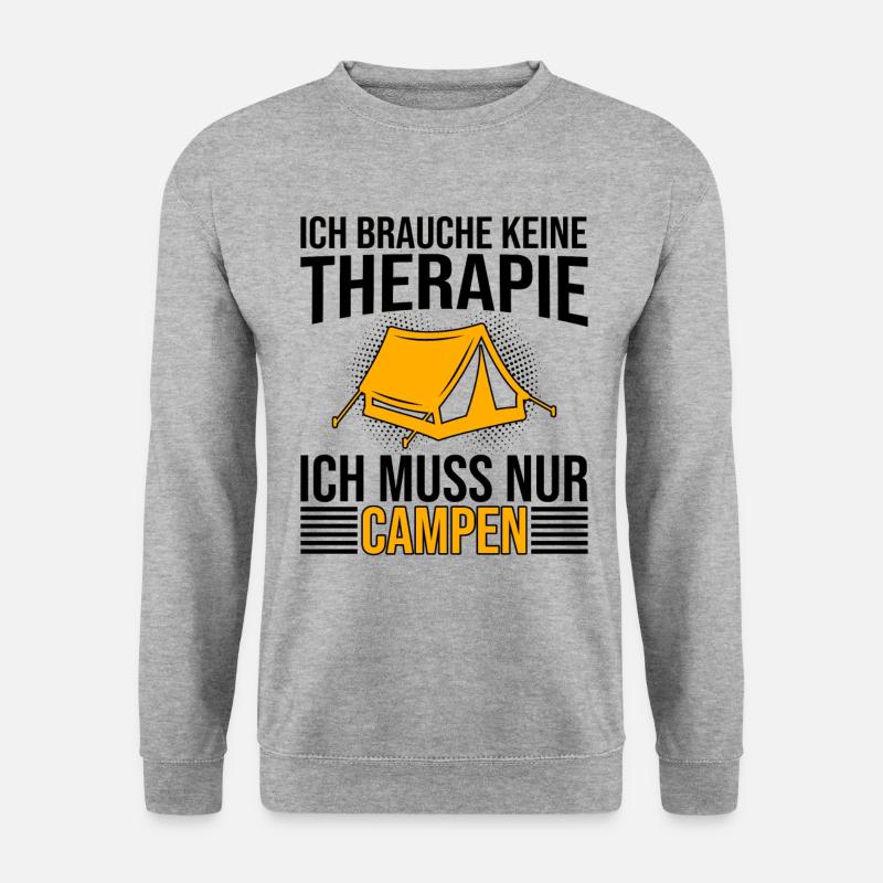 Campen Therapie Spruch - Unisex Pullover - Weißgrau meliert