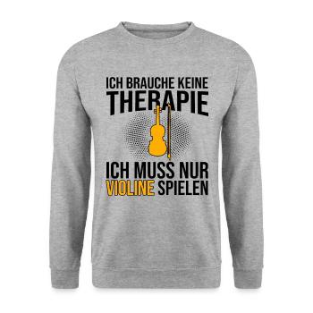 Violine Therapie Spruch - Unisex Pullover - Weißgrau meliert - Vorne - Alina (178cm) & Michal (187cm)