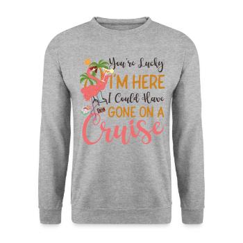 Vacances en bateau de croisière Vous avez de la chance - Sweat-shirt Unisexe - gris chiné - Devant - Alina (178cm) & Michal (187cm)