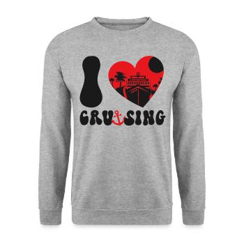 Cruise Ship Vacation Heart I Love - Unisex Sweatshirt - salt & pepper - Front - Alina (178cm) & Michal (187cm)