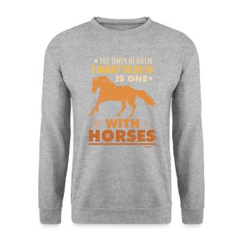 Horse Horse Lover Stallion Riding Club - Unisex Sweatshirt - salt & pepper - Front - Alina (178cm) & Michal (187cm)