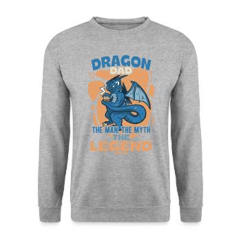 Dragon Dad The Man The Myth The Legend - Unisex Pullover - Weißgrau meliert - Vorne - Alina (178cm) & Michal (187cm)