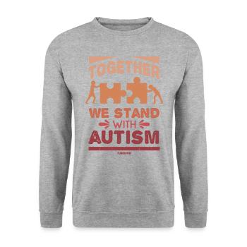 Autismus gemeinsam zusammen Puzzleteil - Unisex Pullover - Weißgrau meliert - Vorne - Alina (178cm) & Michal (187cm)