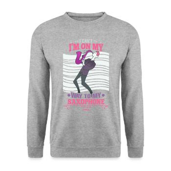 I Can't I'm On My Way To My Saxophone - Unisex Pullover - Weißgrau meliert - Vorne - Alina (178cm) & Michal (187cm)