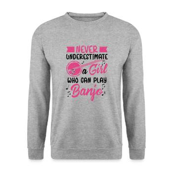 Girl, The Banjo-Musician-Guitar-Bluegrass - Unisex Sweatshirt - salt & pepper - Front - Alina (178cm) & Michal (187cm)