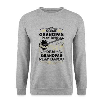 Banjo Grandpa Musician Guitar Bluegrass Banjo - Unisex Sweatshirt - salt & pepper - Front - Alina (178cm) & Michal (187cm)
