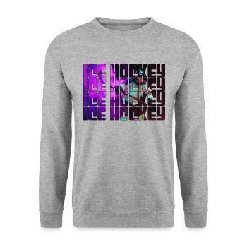 Eishockey - Unisex Pullover - Weißgrau meliert - Vorne - Alina (178cm) & Michal (187cm)