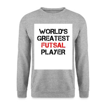 World's Greatest Futsal Player Indoor Soccer Footb - Unisex Pullover - Weißgrau meliert - Vorne - Alina (178cm) & Michal (187cm)