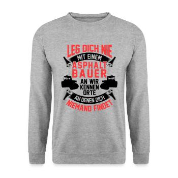 Asphaltbauer kennen Orte Straßenbauer - Unisex Pullover - Weißgrau meliert - Vorne - Alina (178cm) & Michal (187cm)