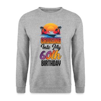 60e anniversaire de Cruise Ship Vacation - Sweat-shirt Unisexe - gris chiné - Devant - Alina (178cm) & Michal (187cm)