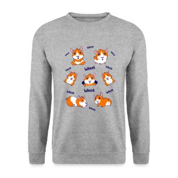 Wheek Wheek Graphic Guinea Pig Owner Pet Cavy Anim - Unisex Pullover - Weißgrau meliert - Vorne - Alina (178cm) & Michal (187cm)