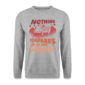 Schulbus fährt zur Schule - Unisex Pullover - Weißgrau meliert - Vorne - Alina (178cm) & Michal (187cm)
