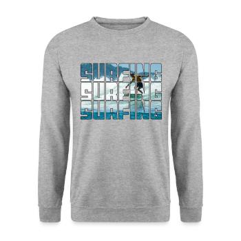 Surfen - Unisex Pullover - Weißgrau meliert - Vorne - Alina (178cm) & Michal (187cm)