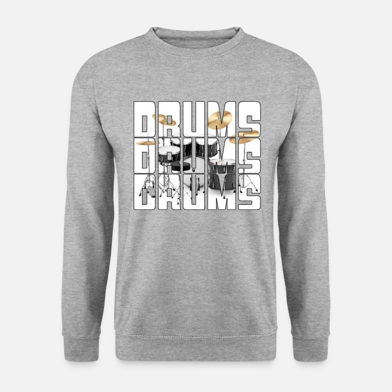 Schlagzeug - Unisex Pullover - Weißgrau meliert