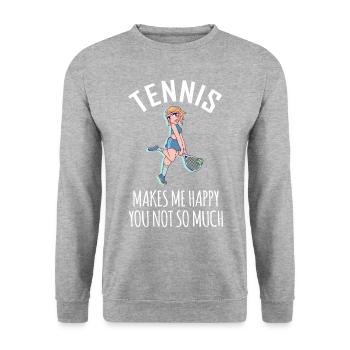Tennis Makes Me Happy You Not So Much - Unisex Sweatshirt - salt & pepper - Front - Alina (178cm) & Michal (187cm)