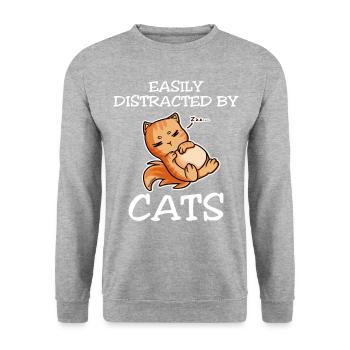 Easily Distracted By Cats - Unisex Sweatshirt - salt & pepper - Front - Alina (178cm) & Michal (187cm)
