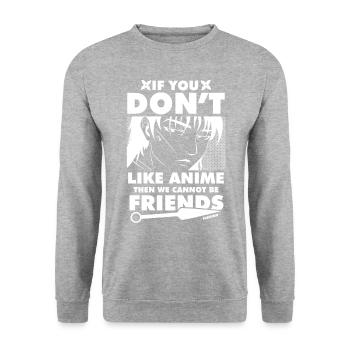I Love Anime - Unisex Sweatshirt - salt & pepper - Front - Alina (178cm) & Michal (187cm)