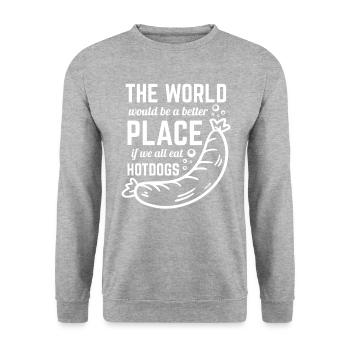 Hot Dog Sausage in a Roll - Unisex Sweatshirt - salt & pepper - Front - Alina (178cm) & Michal (187cm)