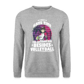 Volleyball Beachvolleyball Geschenk Strand - Unisex Pullover - Weißgrau meliert - Vorne - Alina (178cm) & Michal (187cm)