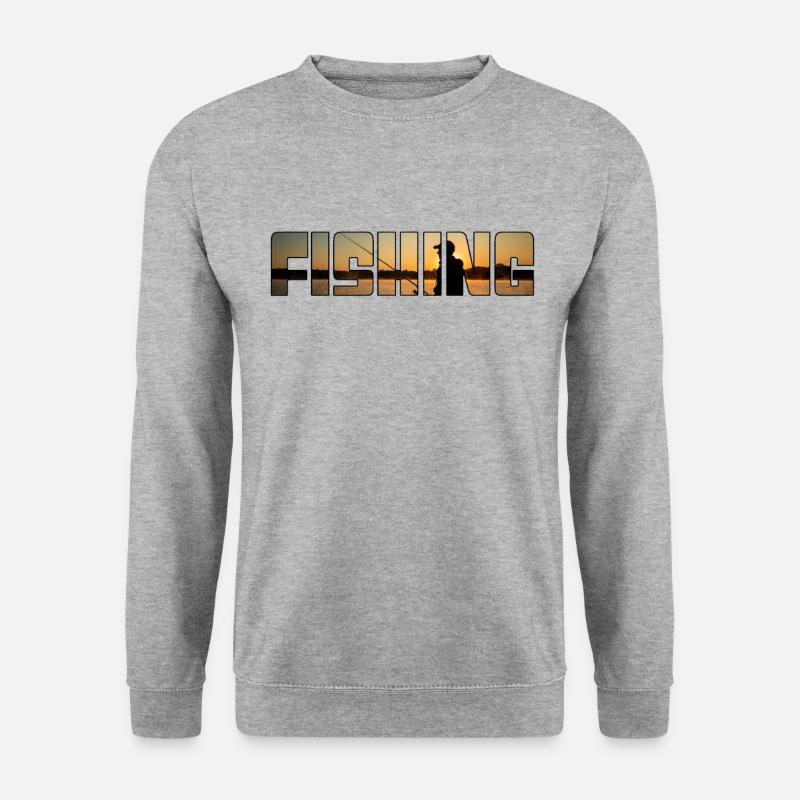 Angeln - Unisex Pullover - Weißgrau meliert
