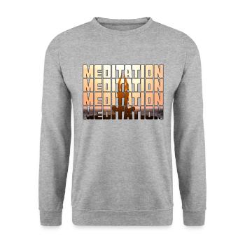 Meditation - Unisex Pullover - Weißgrau meliert - Vorne - Alina (178cm) & Michal (187cm)