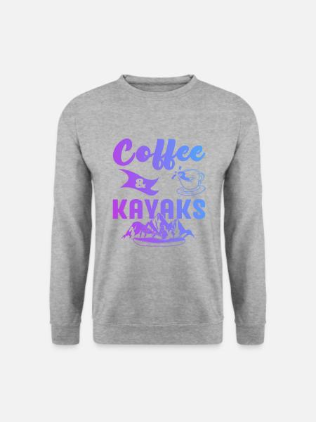 Coffee And Kayaks Kayaking Rowing Rower Canoe Padd - Unisex Pullover - Weißgrau meliert