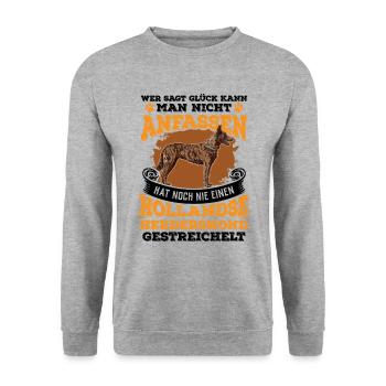 Hollandse Herdershond Glück anfassen - Unisex Pullover - Weißgrau meliert - Vorne - Alina (178cm) & Michal (187cm)
