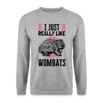Ich mag einfach Wombats australisches Wombat - Unisex Pullover - Weißgrau meliert - Vorne - Alina (178cm) & Michal (187cm)