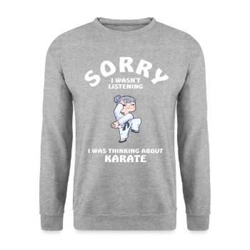 Sorry I Wasn't Listening Karate - Unisex Sweatshirt - salt & pepper - Front - Alina (178cm) & Michal (187cm)