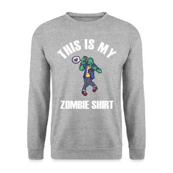 Ceci est ma chemise zombie - Sweat-shirt Unisexe - gris chiné - Devant - Alina (178cm) & Michal (187cm)