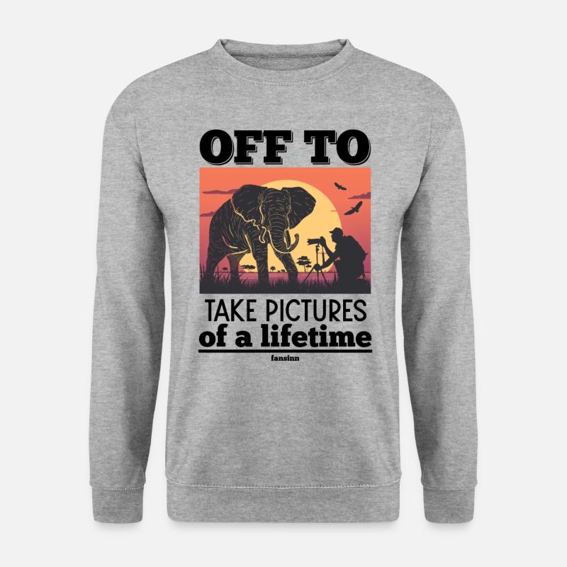 Fotosafari Fotograf Afrika - Unisex Pullover - Weißgrau meliert