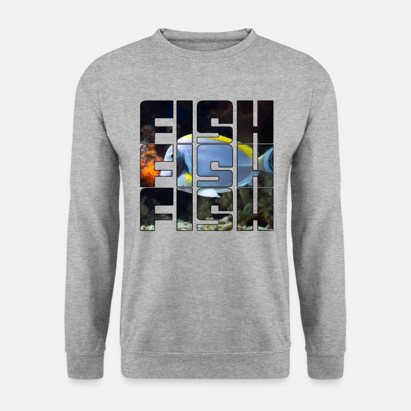 Fisch - Unisex Pullover - Weißgrau meliert