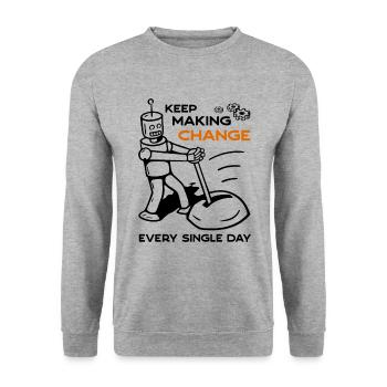 Keep Making Change Every Single Day - 5 - Unisex Sweatshirt - salt & pepper - Front - Alina (178cm) & Michal (187cm)