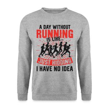Running Runner Half Marathon - Unisex Pullover - Weißgrau meliert - Vorne - Alina (178cm) & Michal (187cm)