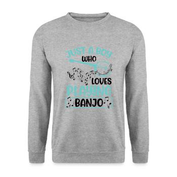 Garçon qui aime jouer de la guitare de musicien de banjo - Sweat-shirt Unisexe - gris chiné - Devant - Alina (178cm) & Michal (187cm)
