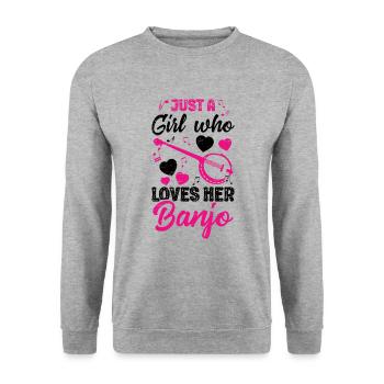 Fille qui aime jouer de la guitare de musicien de banjo - Sweat-shirt Unisexe - gris chiné - Devant - Alina (178cm) & Michal (187cm)